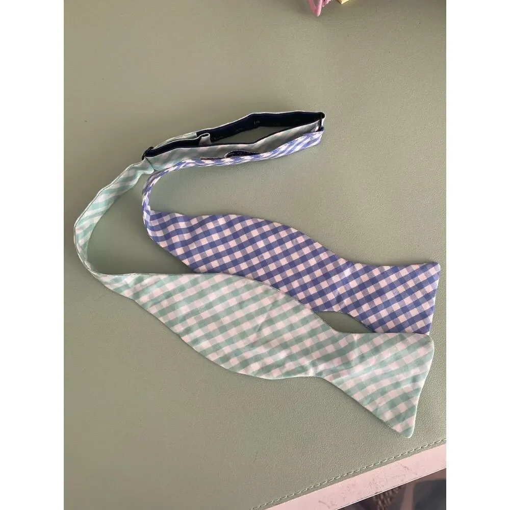 Carolina Pines Blue and Green Gingham Bowtie Made in USA